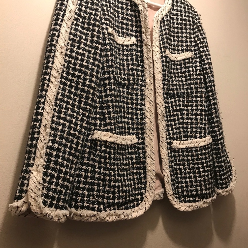 Rebecca Taylor Navy Cream & Black Tweed Blazer - Picture 2 of 3